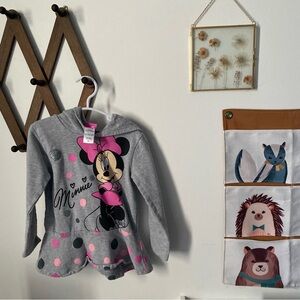 3T Gray Minnie Mouse Hoodie with Pink Accents